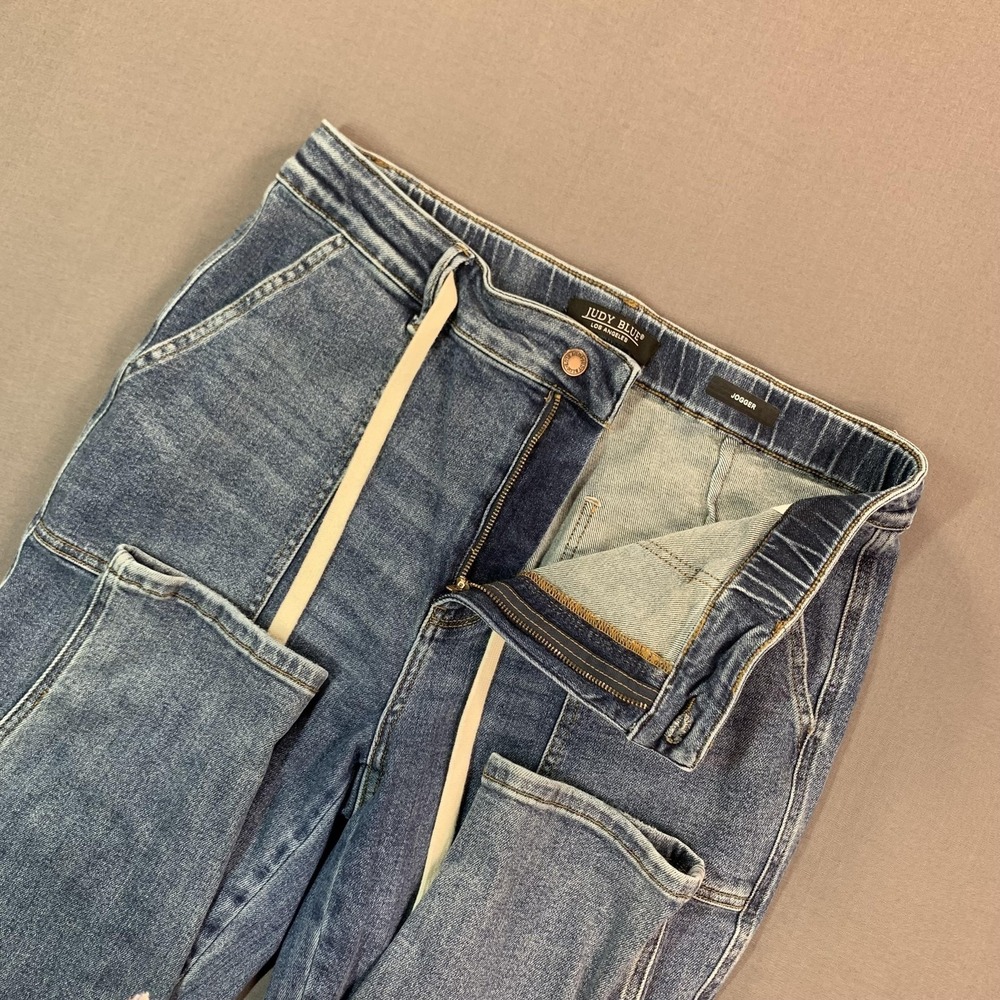 Judy Blue Jeansโ Womens 15/32 Blue High Rise Relaxed Jogger Stretch 34x30